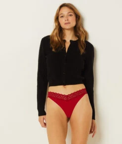 Tanga V-shape En Microfibre Et Dentelle -Lingerie Charmeuse 652435373 6