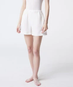 Short De Pyjama Taille Haute En Lin Mélangé