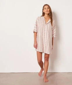 Chemise De Nuit En Lin Mélangé -Lingerie Charmeuse 653957870 6