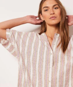 Chemise De Nuit En Lin Mélangé -Lingerie Charmeuse 653957870 b