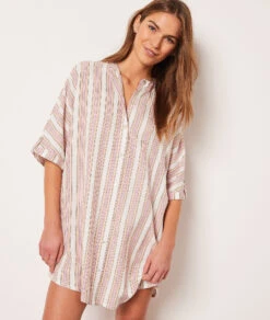 Chemise De Nuit En Lin Mélangé -Lingerie Charmeuse 653957870 c